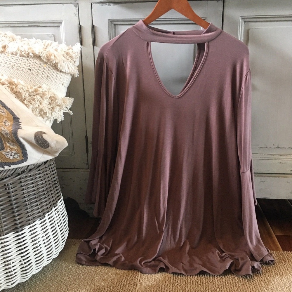 Last One!! XL Mauve Flare Sleeve Blouse Top Blouse - Picture 4 of 6